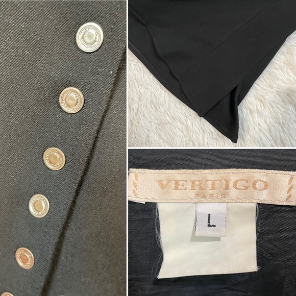 Vintage Vertigo Paris black snap button down top - Picture 11 of 16